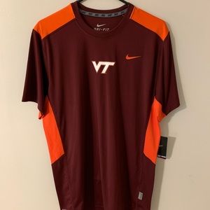 Virginia Tech Nike Dry Fit medium short sleeve shirt. Maroon w/orange, new w/tag